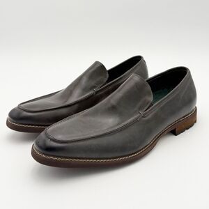Todd Welsh Venetian-style slip-on leather loafers in dark grey - US Men’s 12D